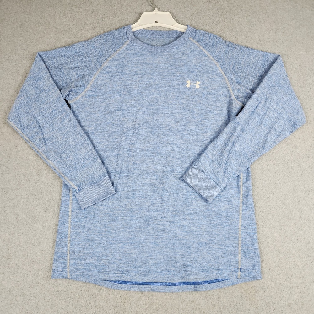 Under Armour T Shirt Mens Medium Blue Heathered Tech Long Sleeve Training Tee